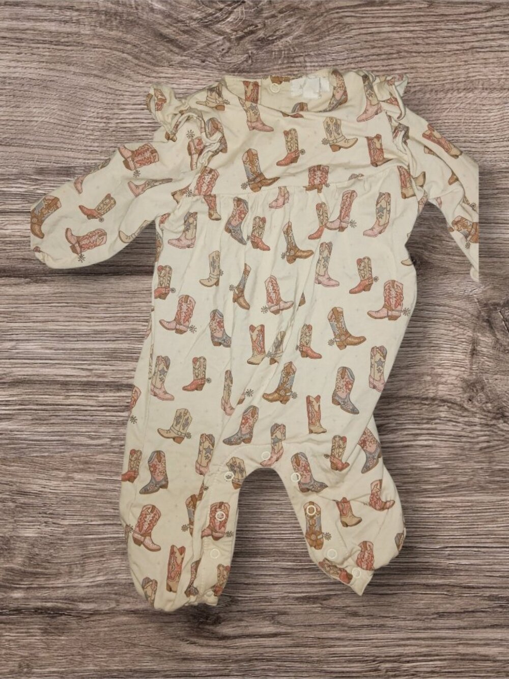 Angel Dear Baby Cowboy Boot Print Romper Jumpsuit Size 0-3 Months